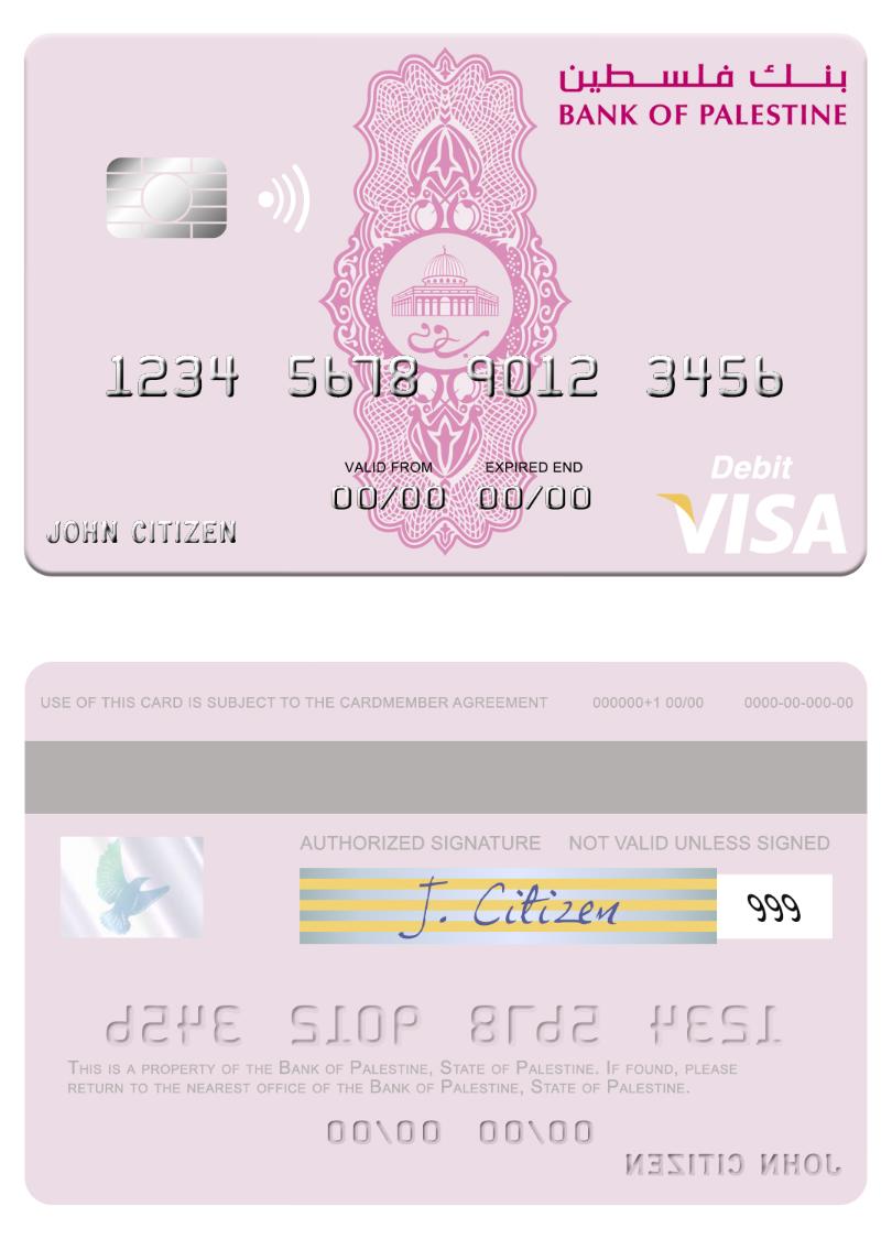Palestine Bank of Palestine visa debit card